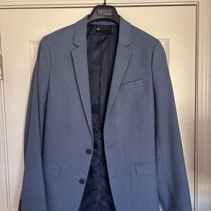 ASOS DESIGN Tall wedding skinny suit with micro texture in mid blue 38L